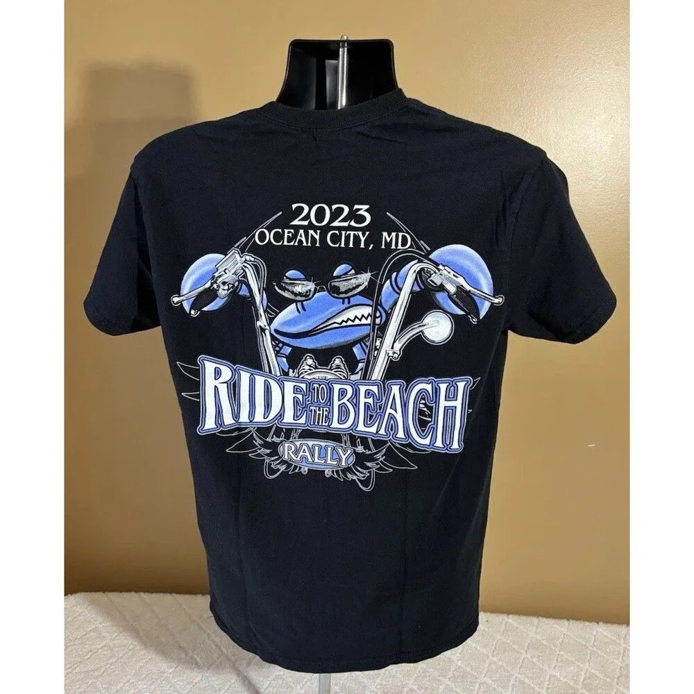 2023 Ocean City MD Ride To The Beach Rally 2 Sided Crab Motorcycle Tee Size M